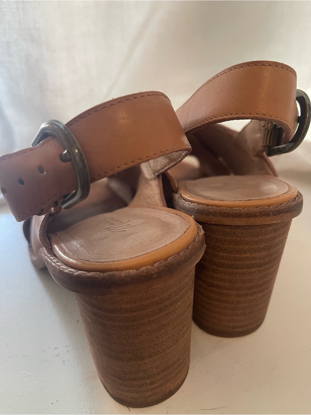 Madewell Cognac Leather Crisscross Slingback Heels - Picture 8 of 10